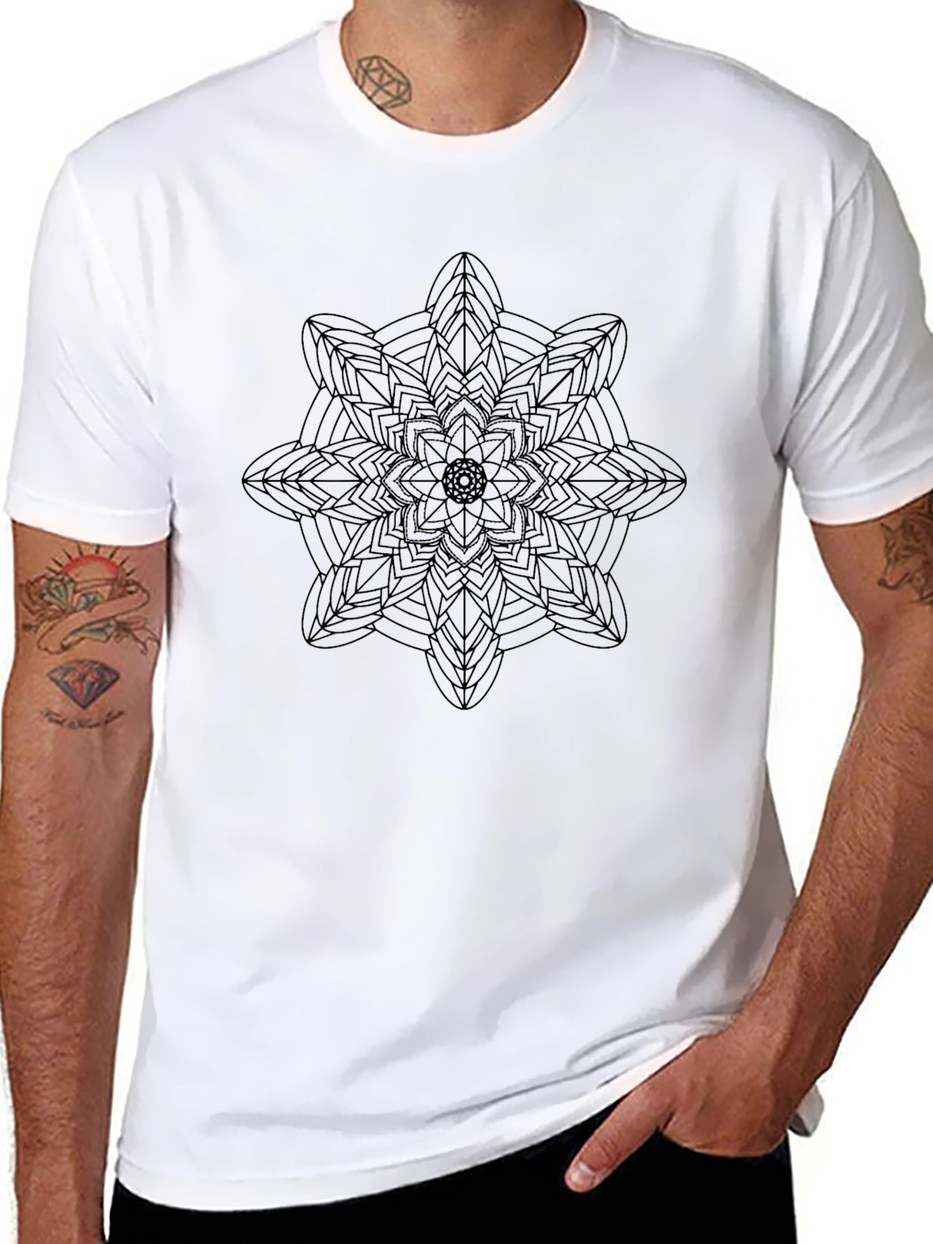Geometric Mandala Black T-Shirt