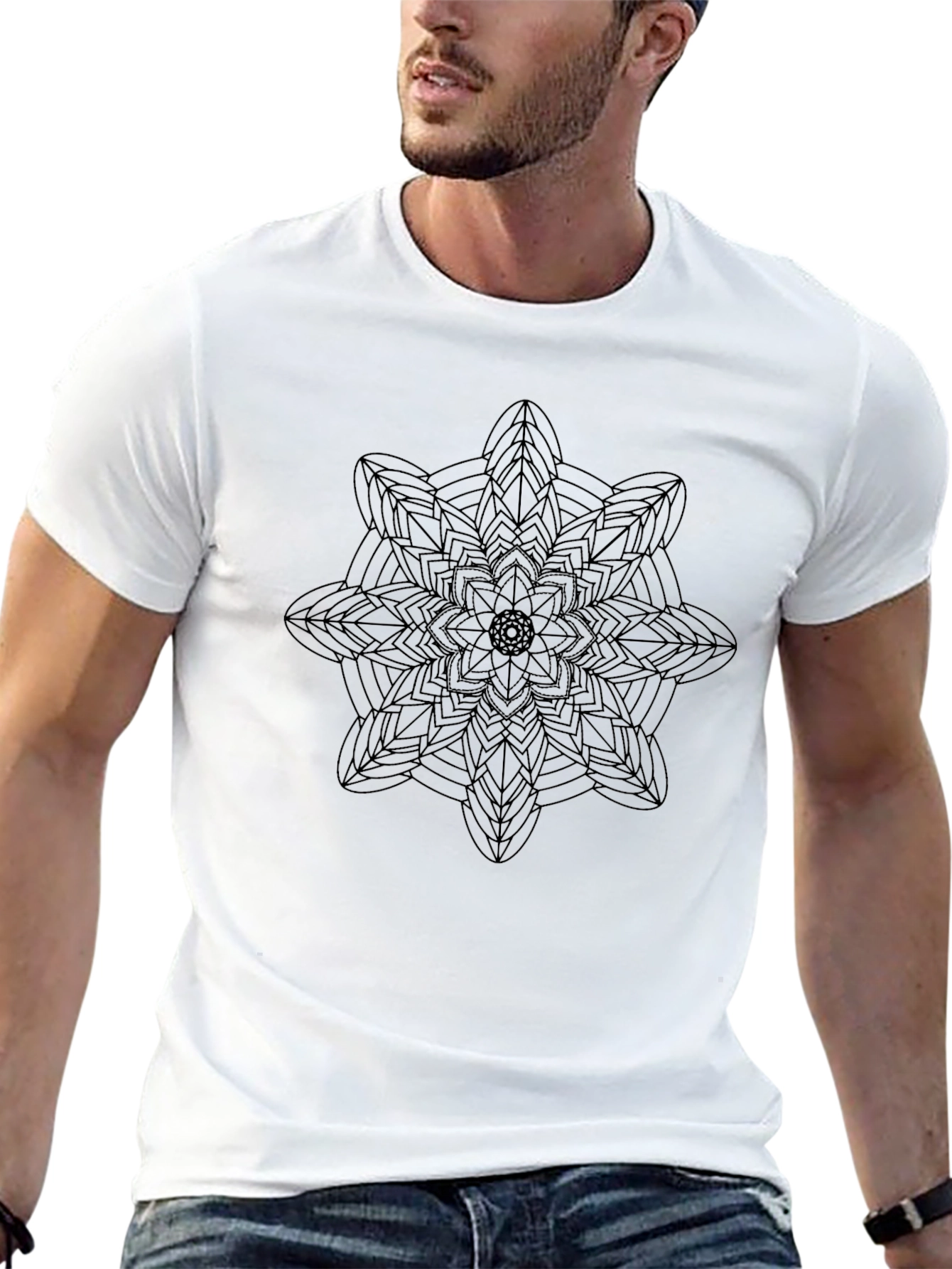 Geometric Mandala Black T-Shirt