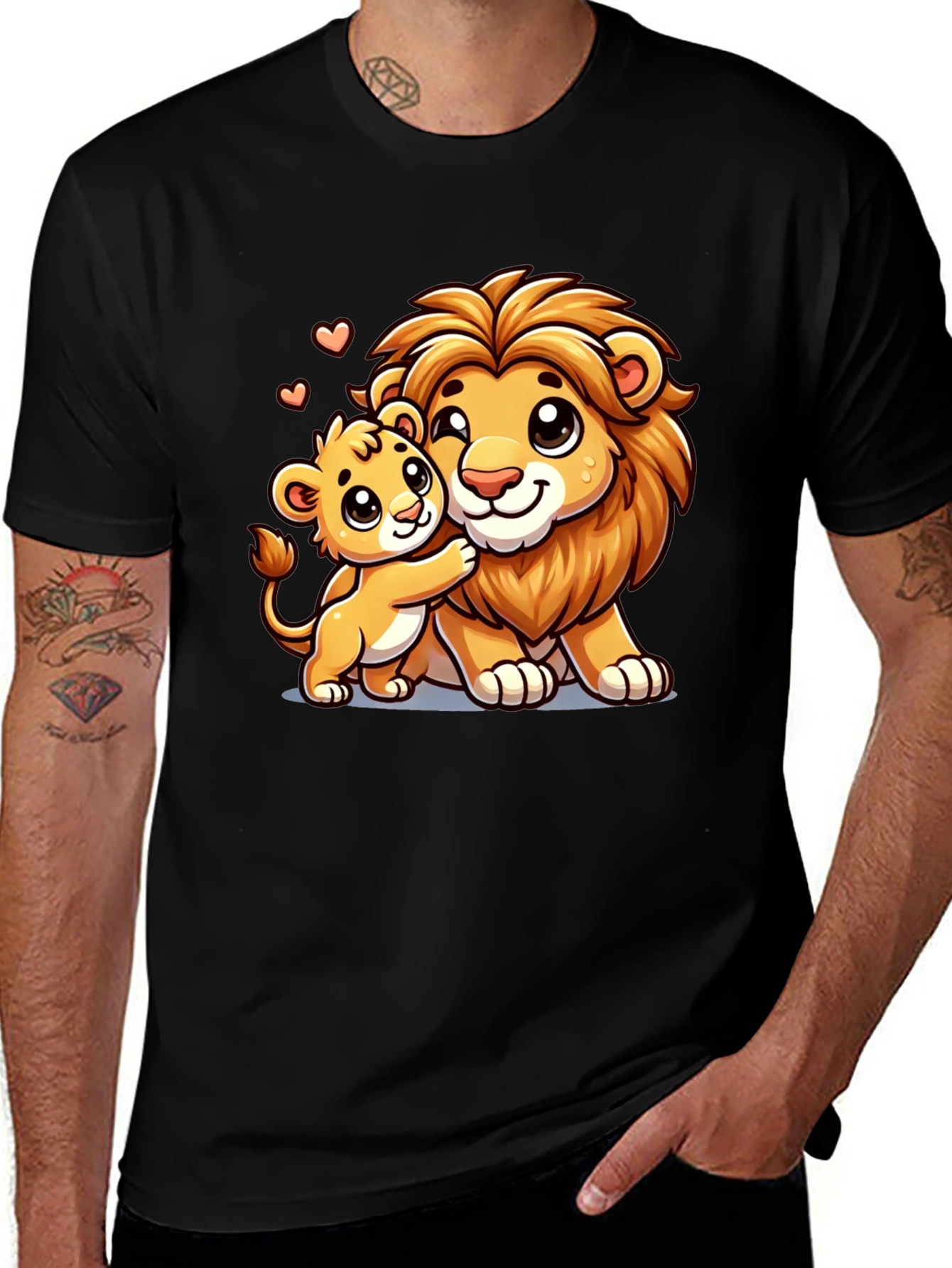 Lion Family Love Black T-Shirt