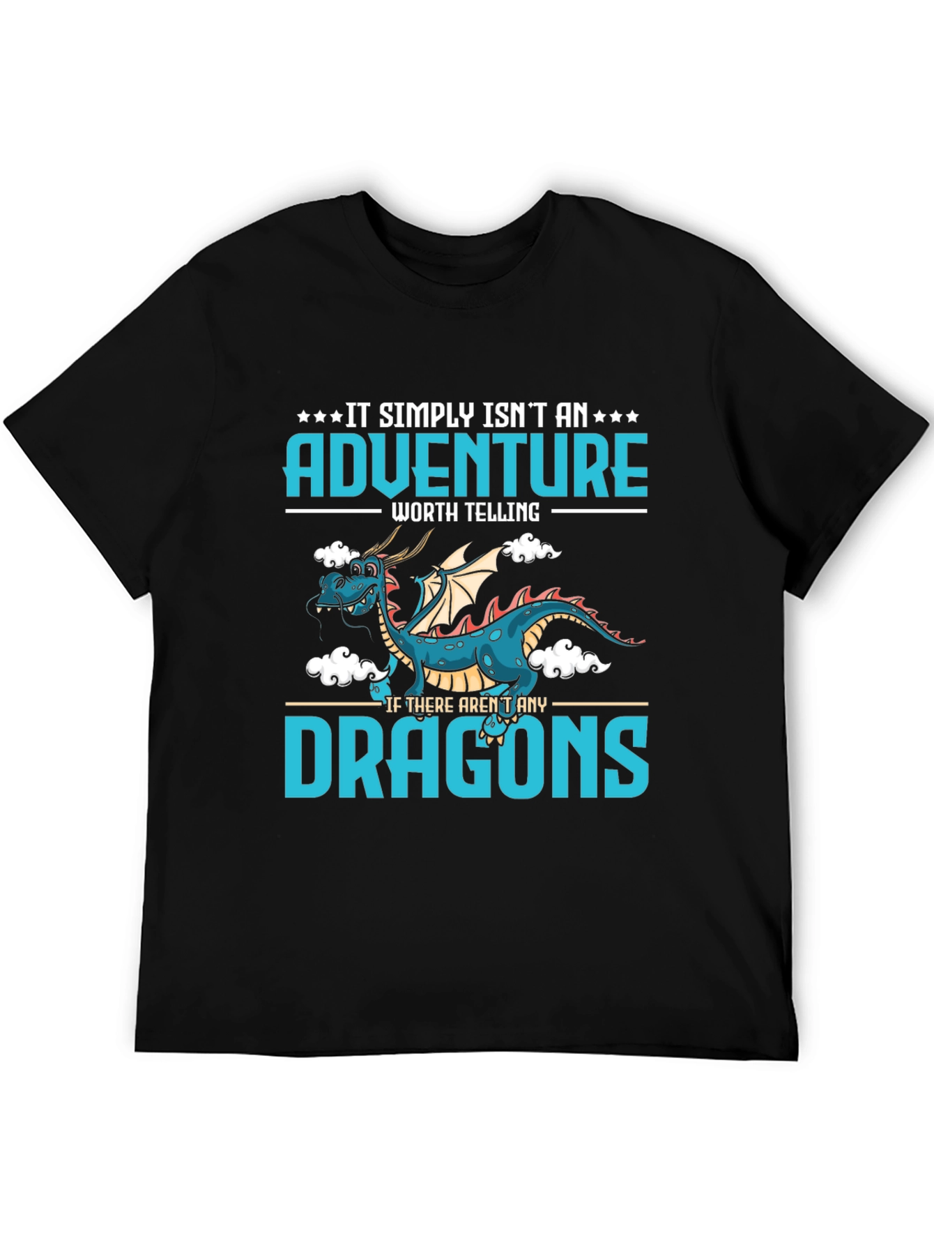 Adventure Dragon Graphic Tee - Black Cotton