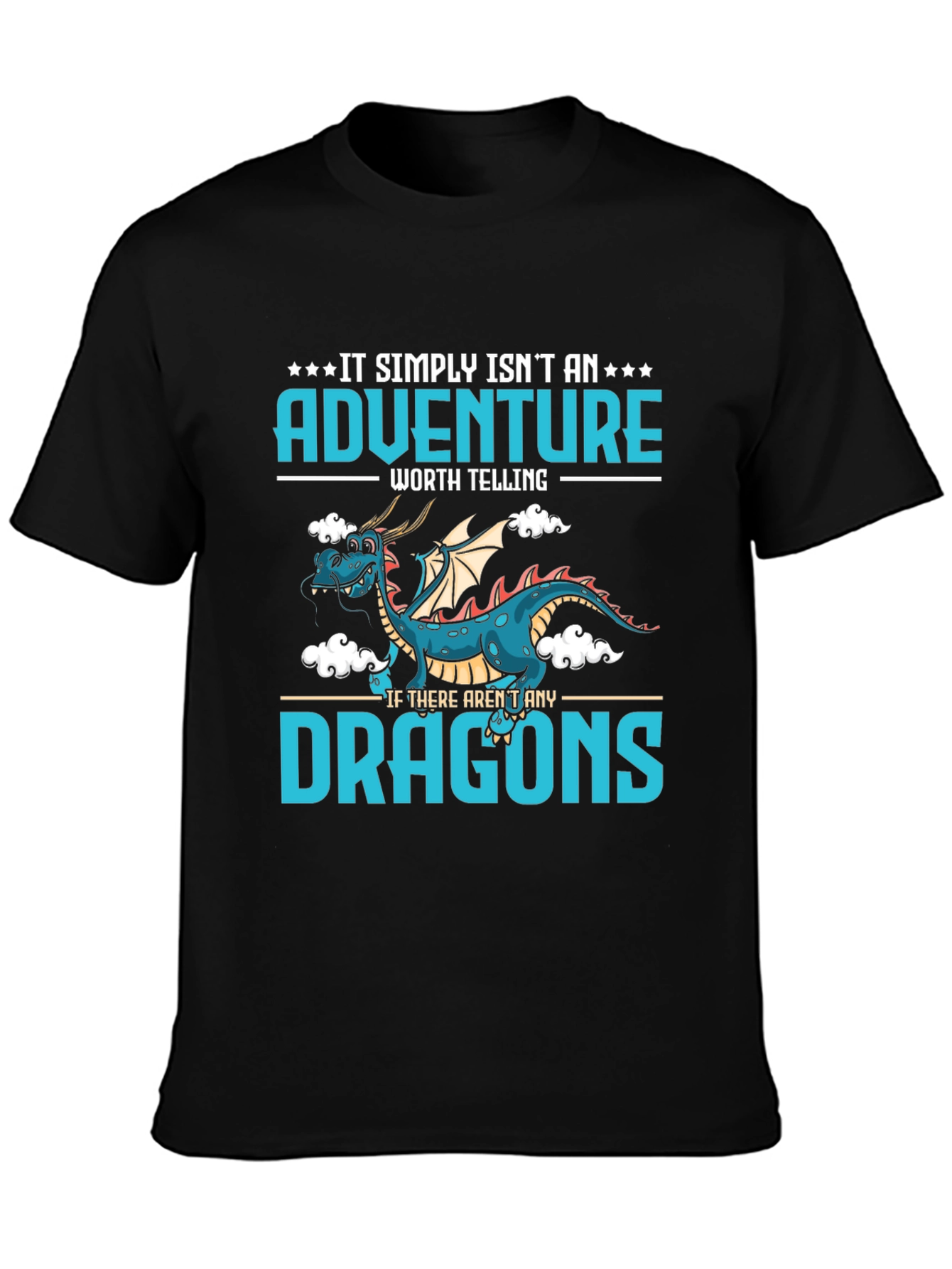 Adventure Dragon Graphic Tee - Black Cotton