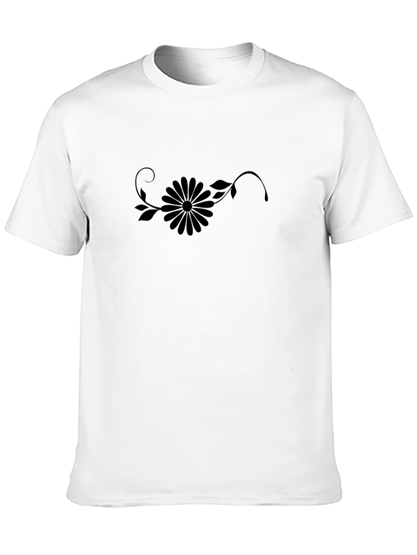 Black Graphic Tee - Floral Design