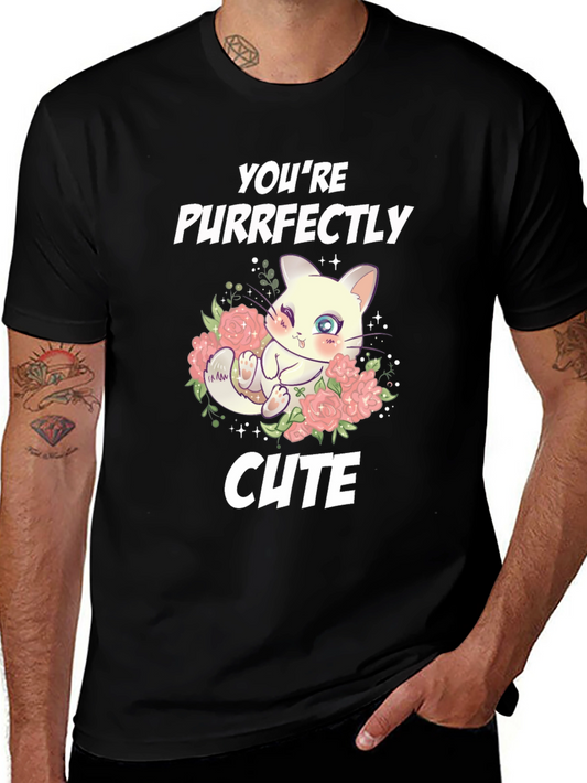 Purrfectly Cute Cat Graphic T-Shirt