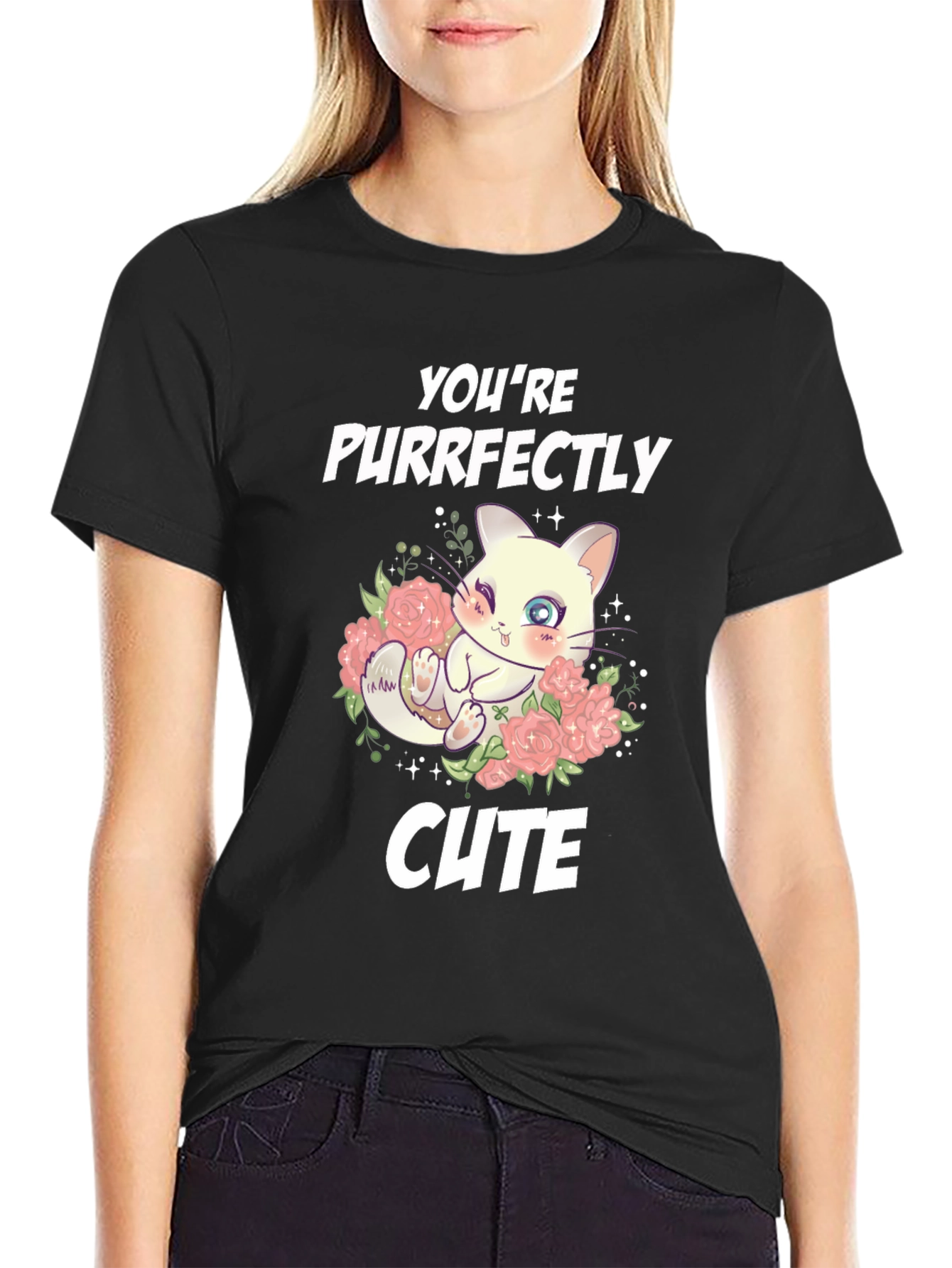 Purrfectly Cute Cat Graphic T-Shirt
