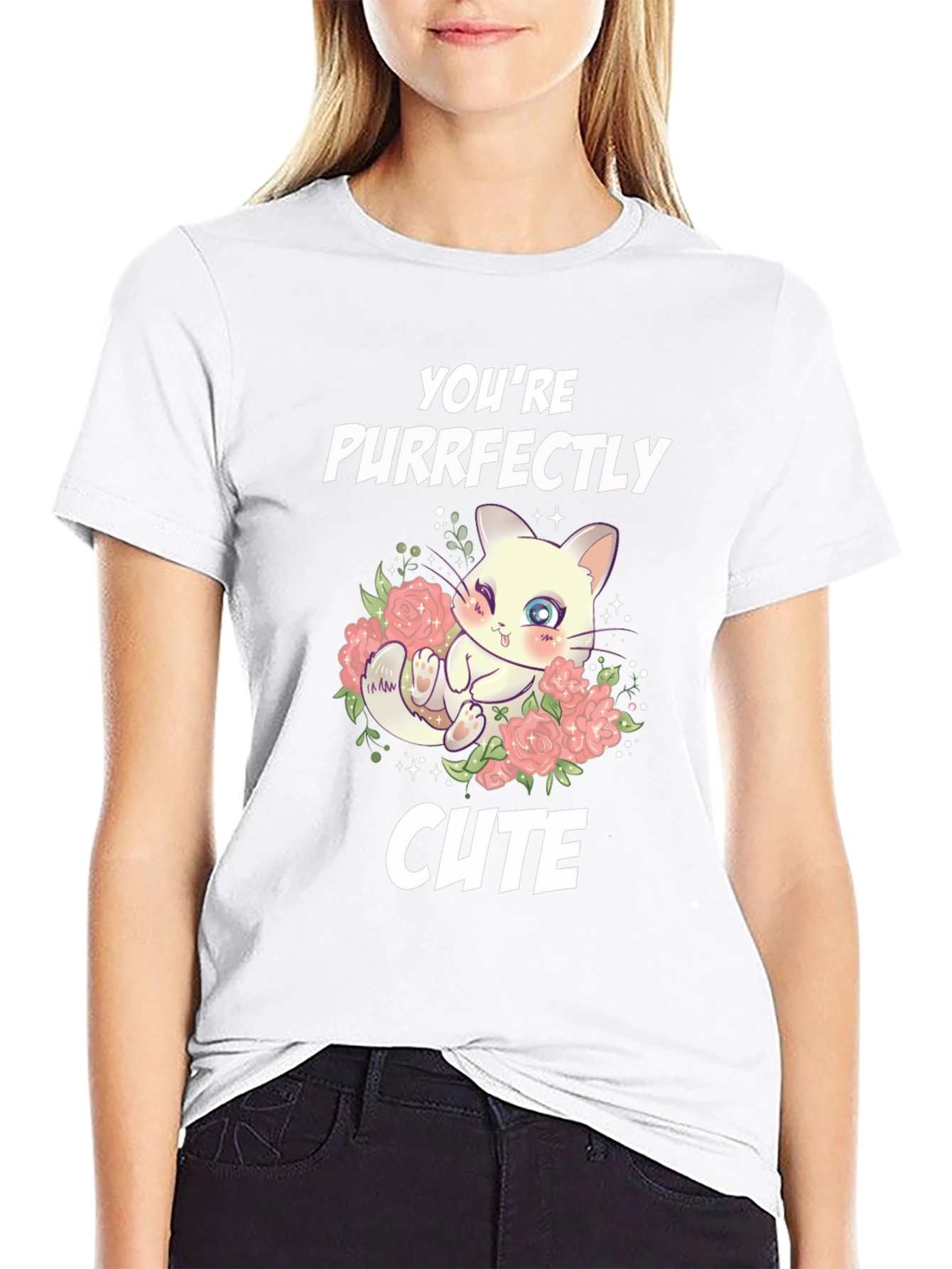 Purrfectly Cute Cat Graphic T-Shirt