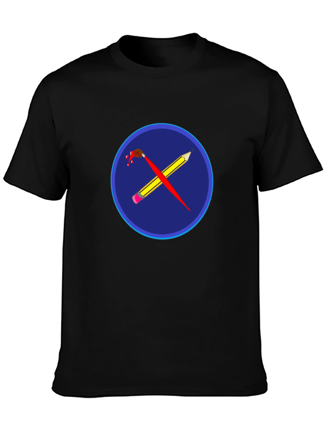 Artistic Crossed Brush & Pencil Graphic Tee