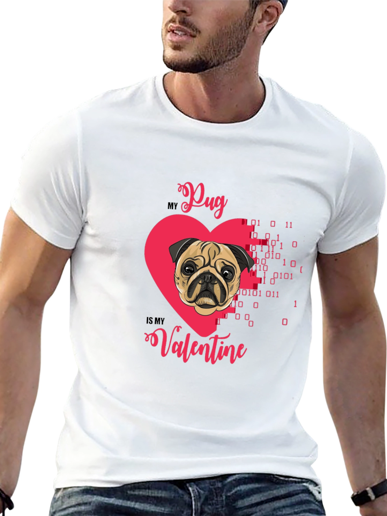 Pug Valentines Day Graphic T-Shirt