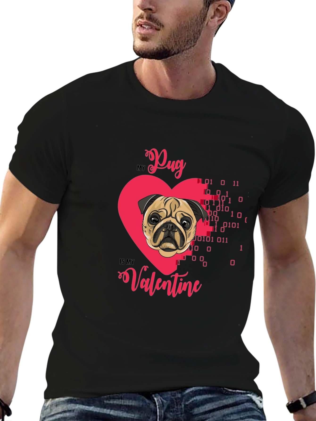 Pug Valentines Day Graphic T-Shirt