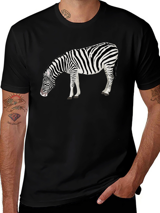 Zebra Graphic Print Mens Black T-Shirt