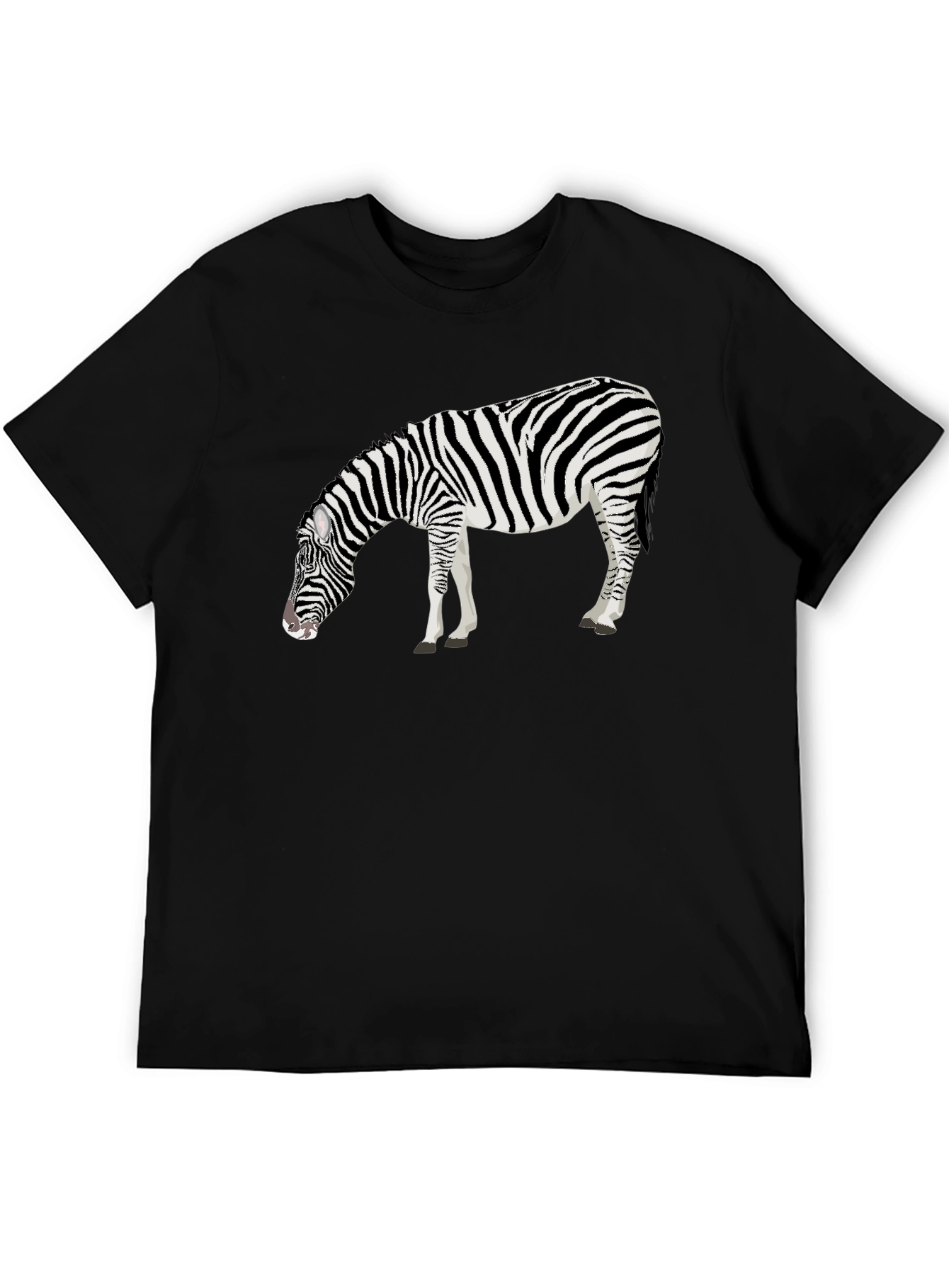 Zebra Graphic Print Mens Black T-Shirt