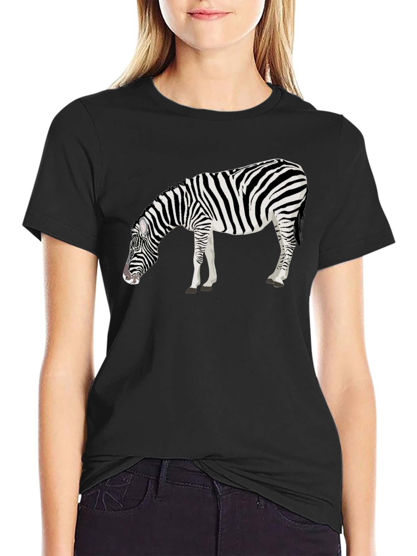 Zebra Graphic Print Mens Black T-Shirt