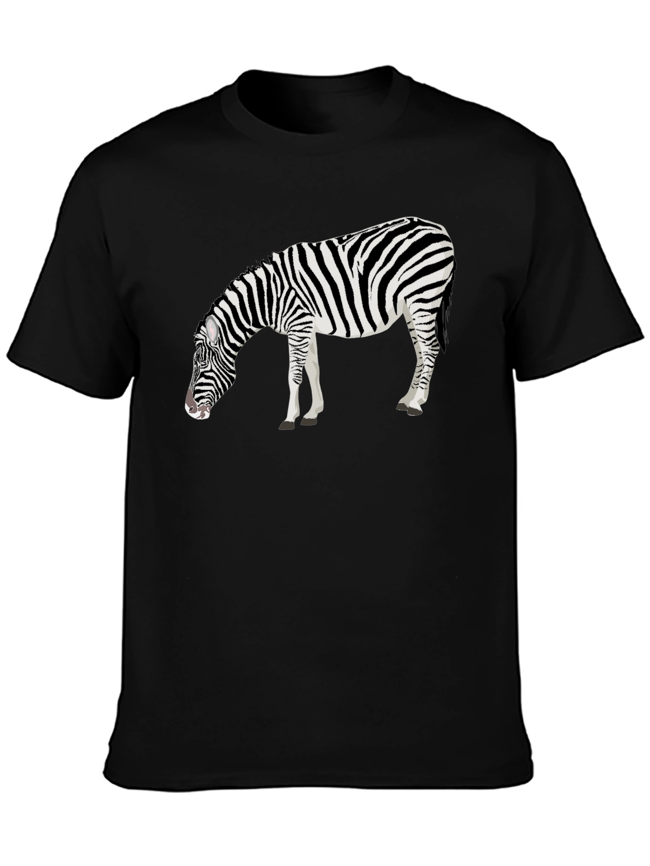 Zebra Graphic Print Mens Black T-Shirt