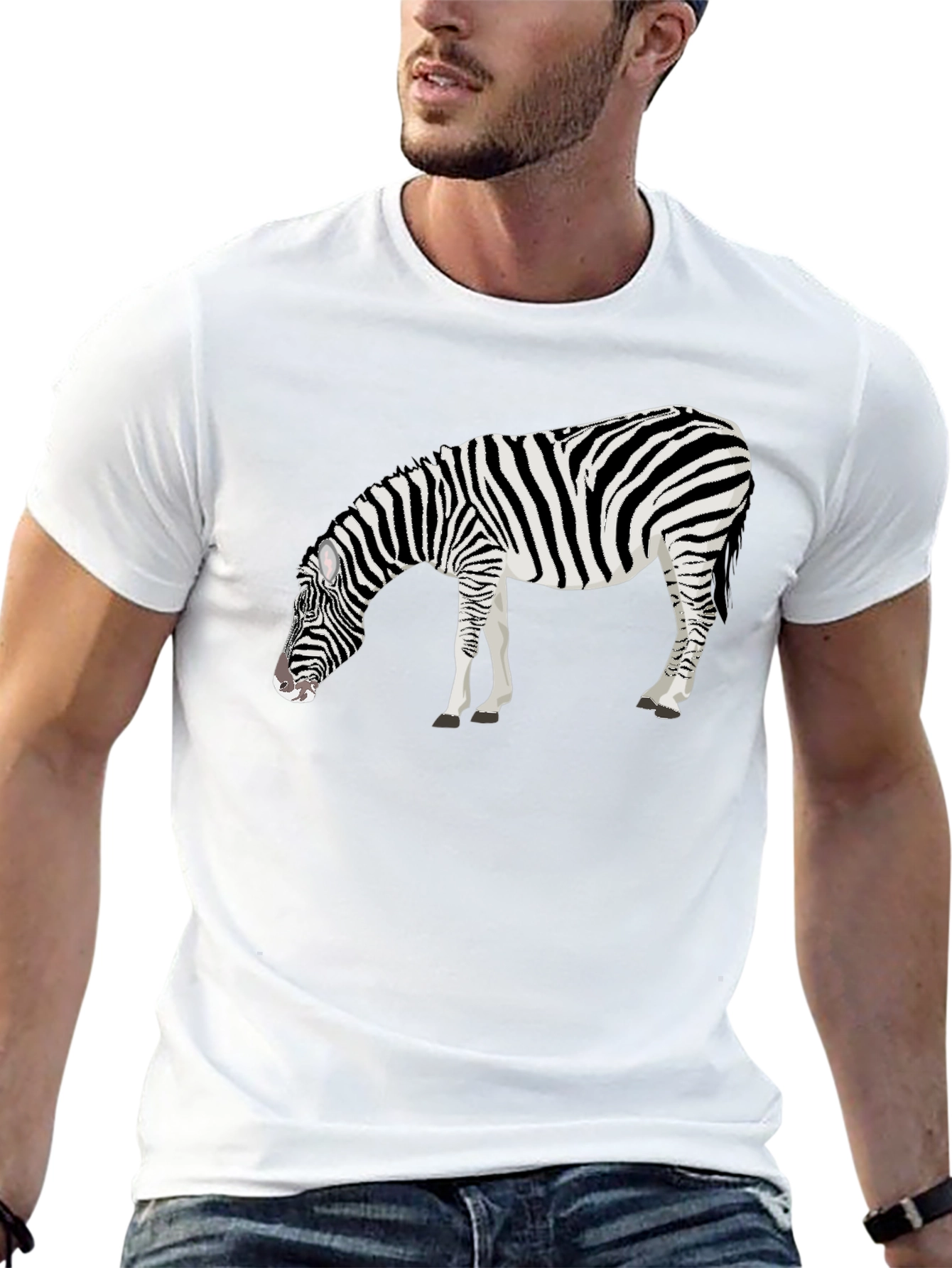 Zebra Graphic Print Mens Black T-Shirt