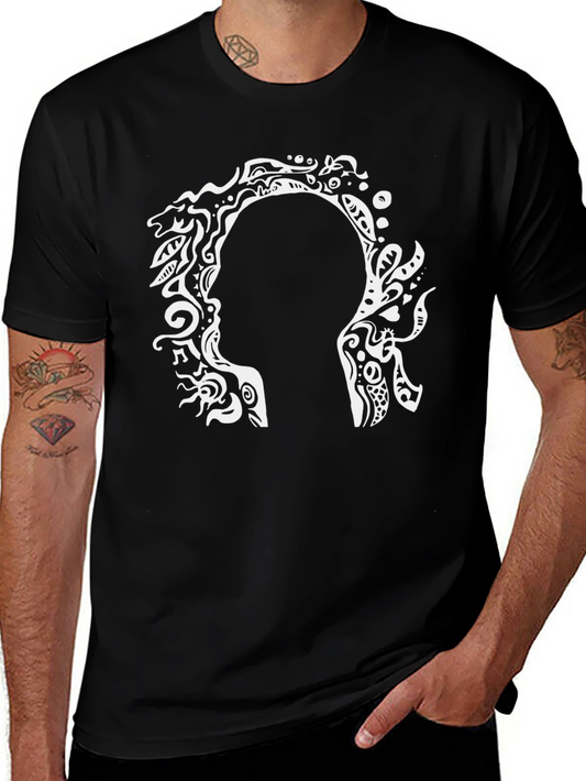 Abstract Silhouette Graphic Black Tee