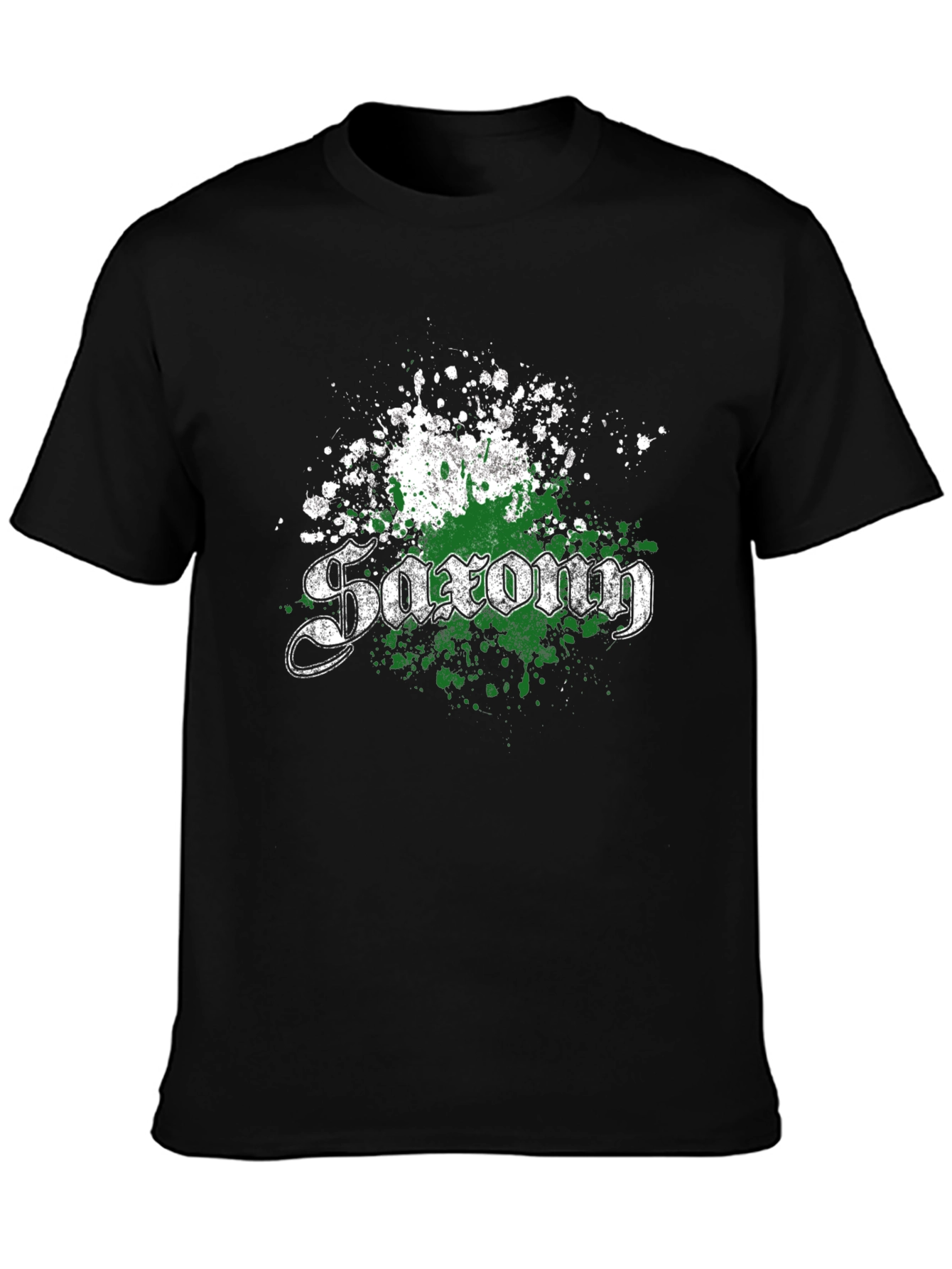Saxon T-Shirt - Distressed Green & White Design