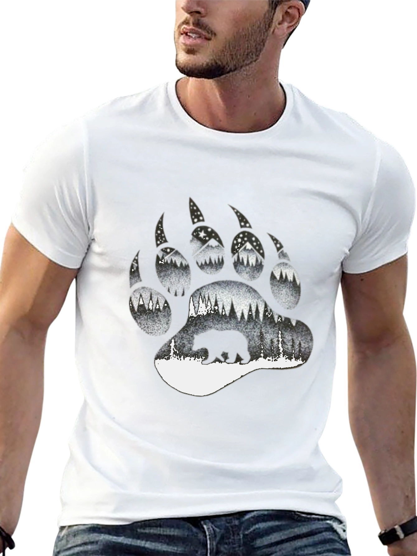 Bear Paw Print Graphic Tee - Nature Inspired Design