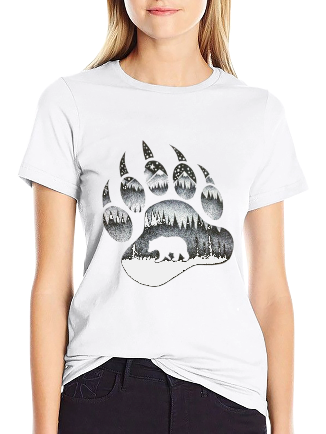 Bear Paw Print Graphic Tee - Nature Inspired Design