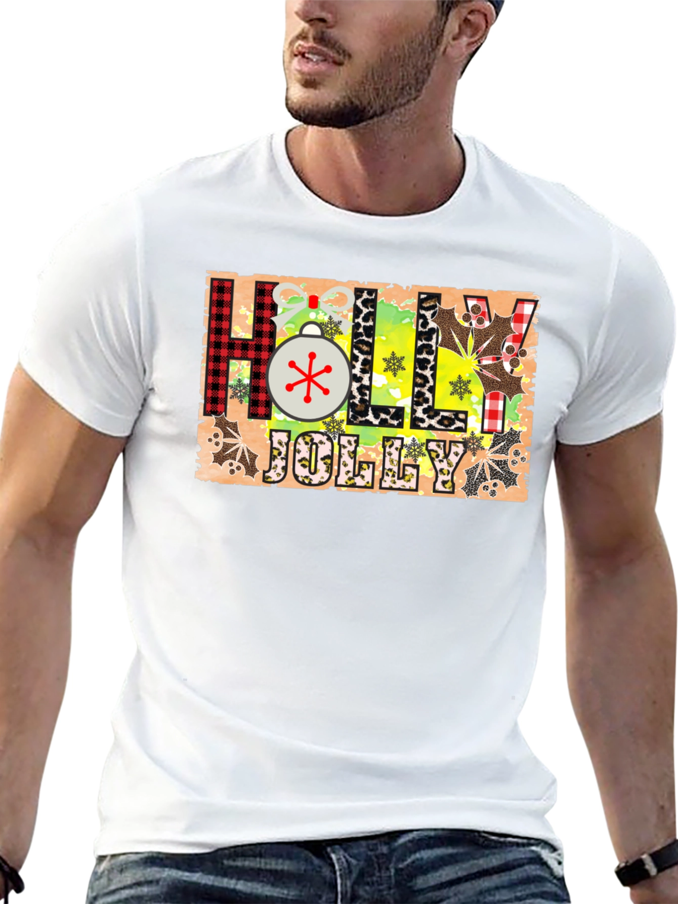 Festive Holly Jolly Christmas Graphic Tee