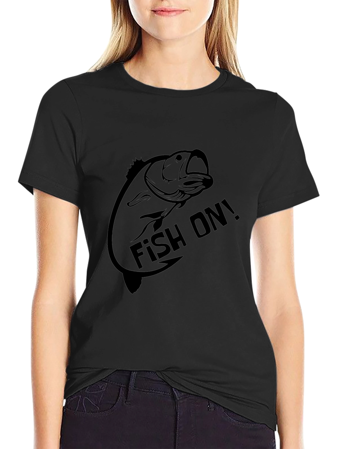Fishing T-Shirt: Fish On! Black Tee
