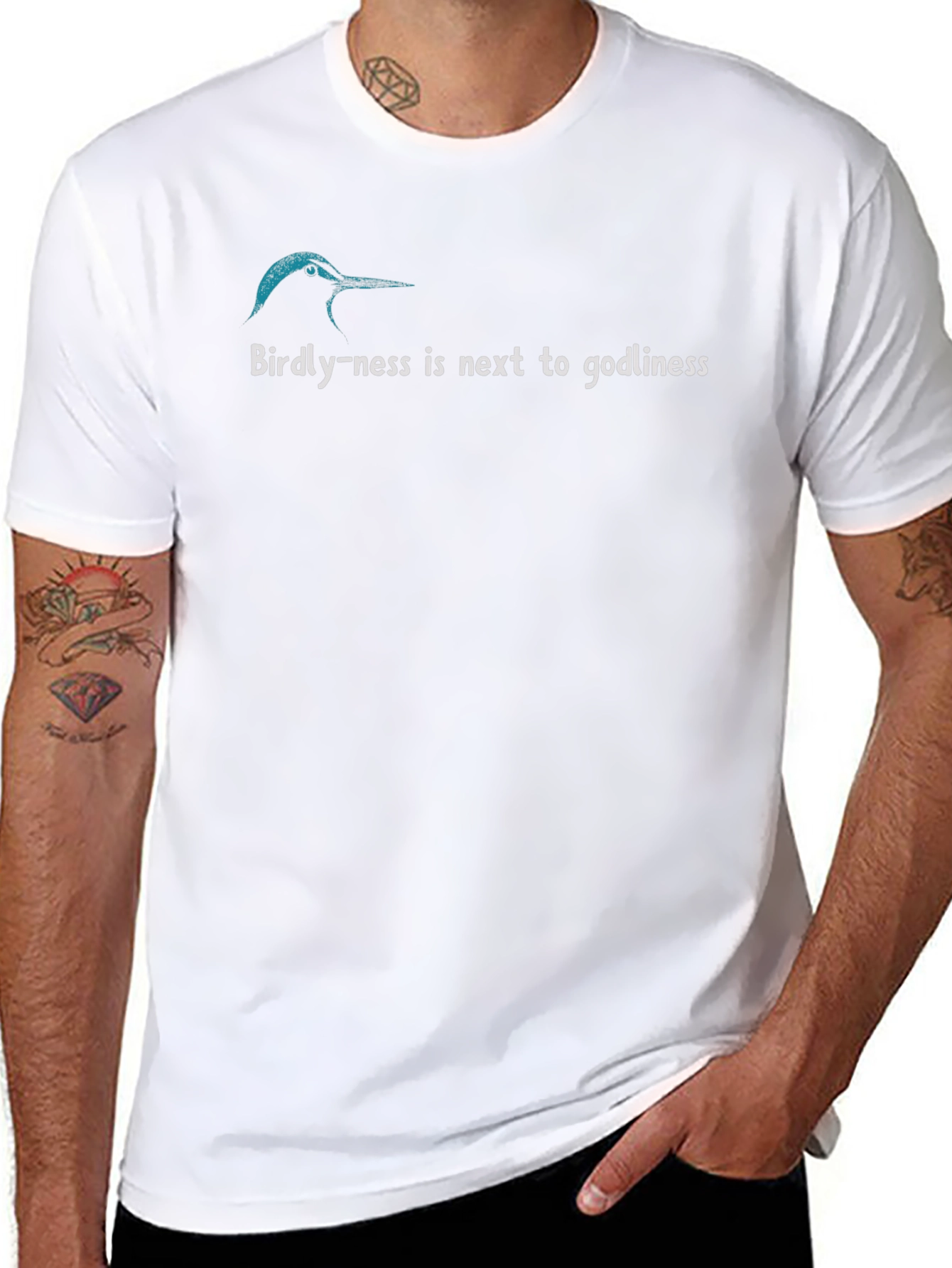 Birdly-ness T-Shirt - Black Crew Neck