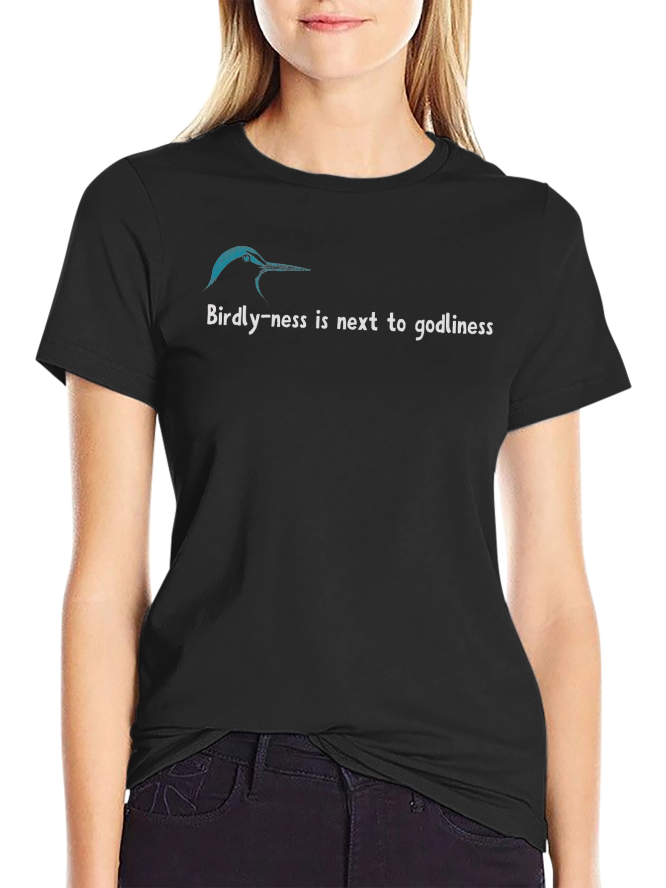 Birdly-ness T-Shirt - Black Crew Neck