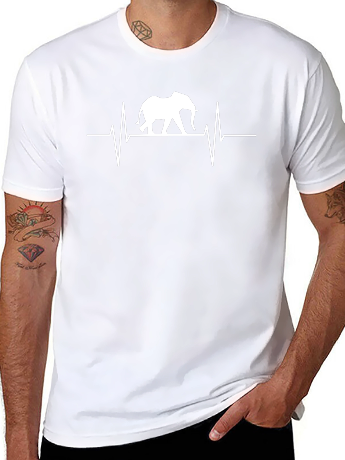 Elephant Heartbeat Graphic Tee - Black