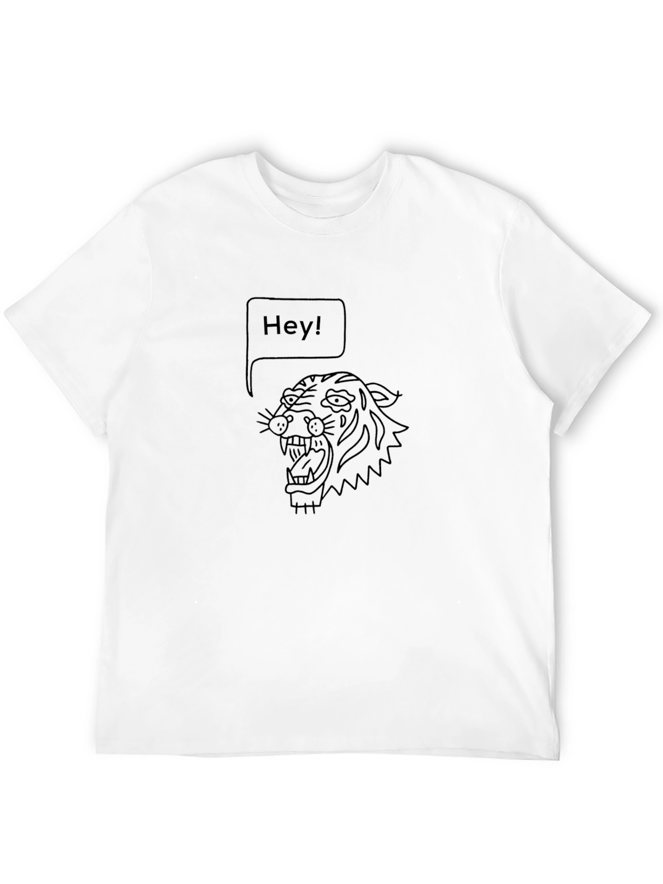 Hey Tiger Graphic Tee - Black Cotton T-Shirt