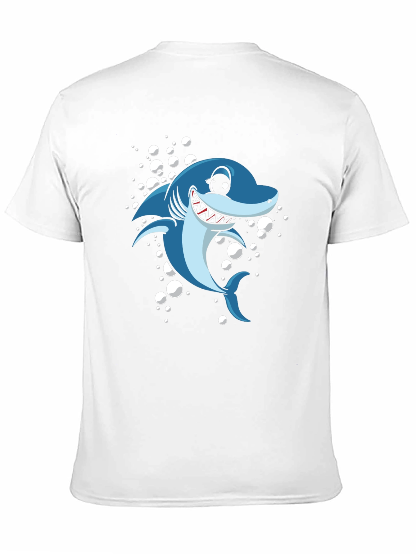 Shark Cartoon Graphic T-Shirt - Black Cotton