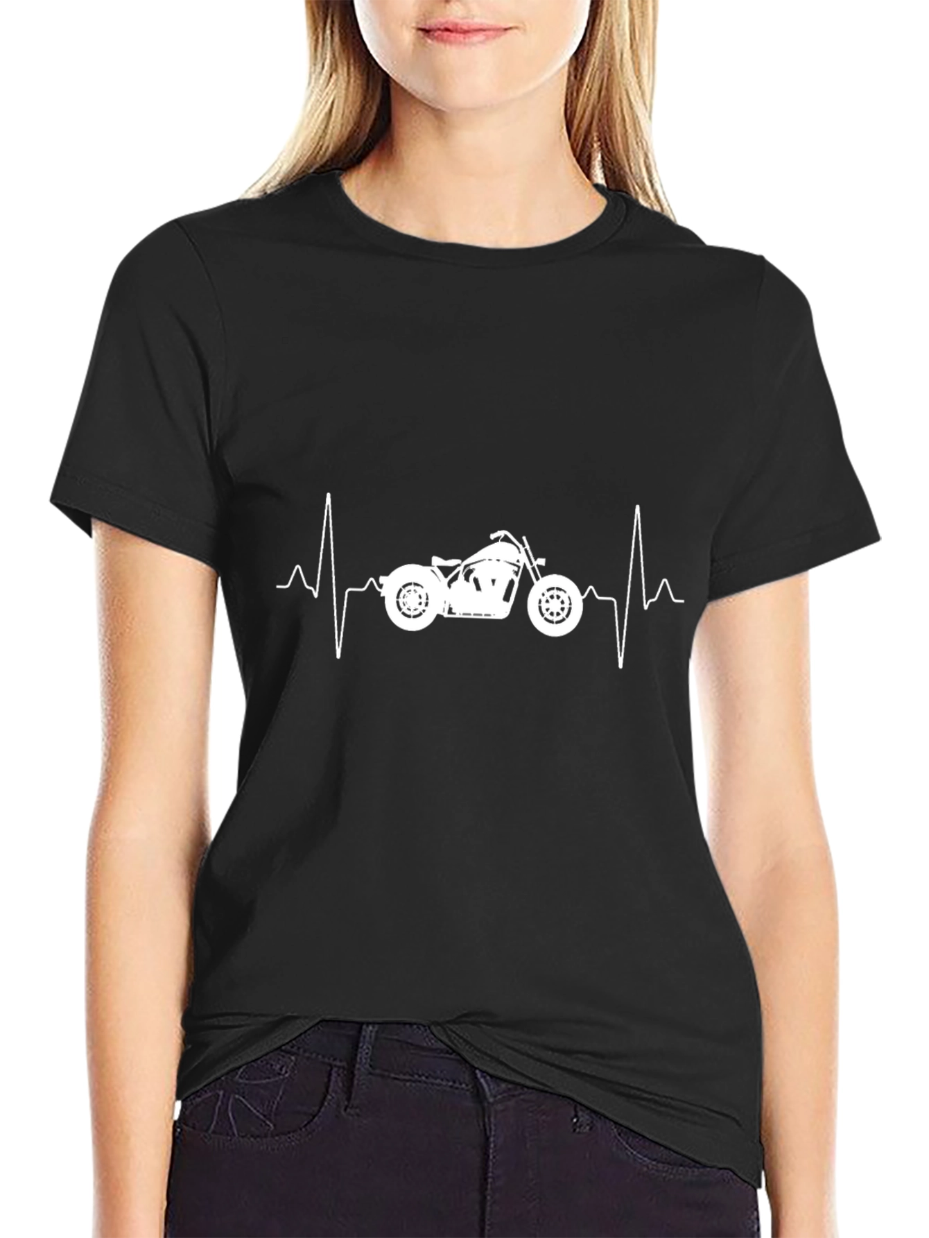 Motorcycle Heartbeat Black T-Shirt