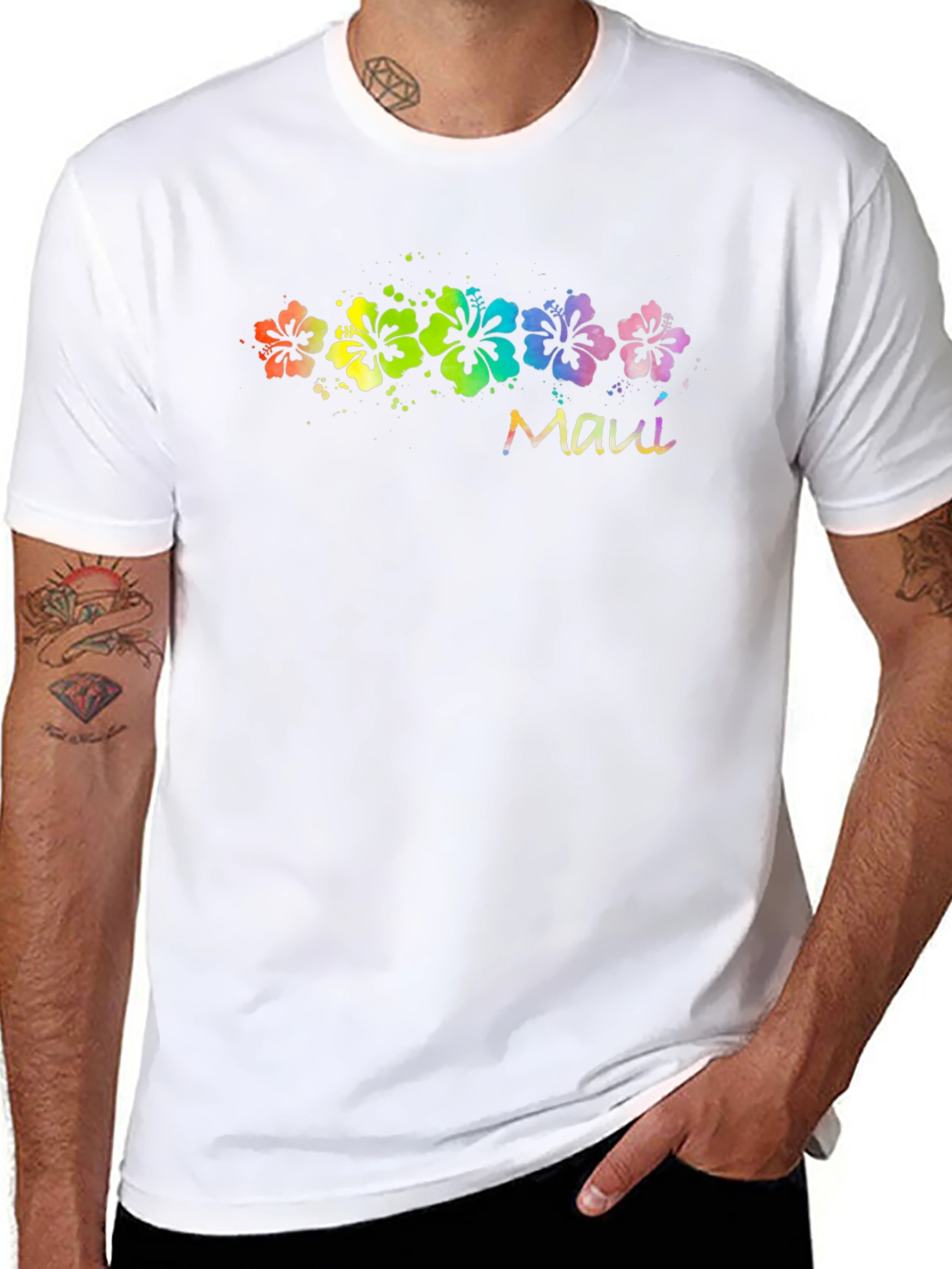 Maui Rainbow Flower T-Shirt - Black