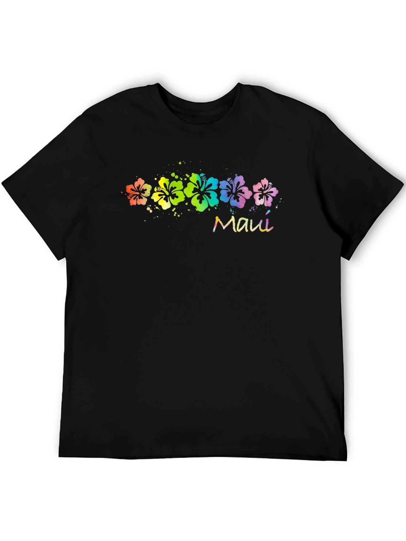 Maui Rainbow Flower T-Shirt - Black