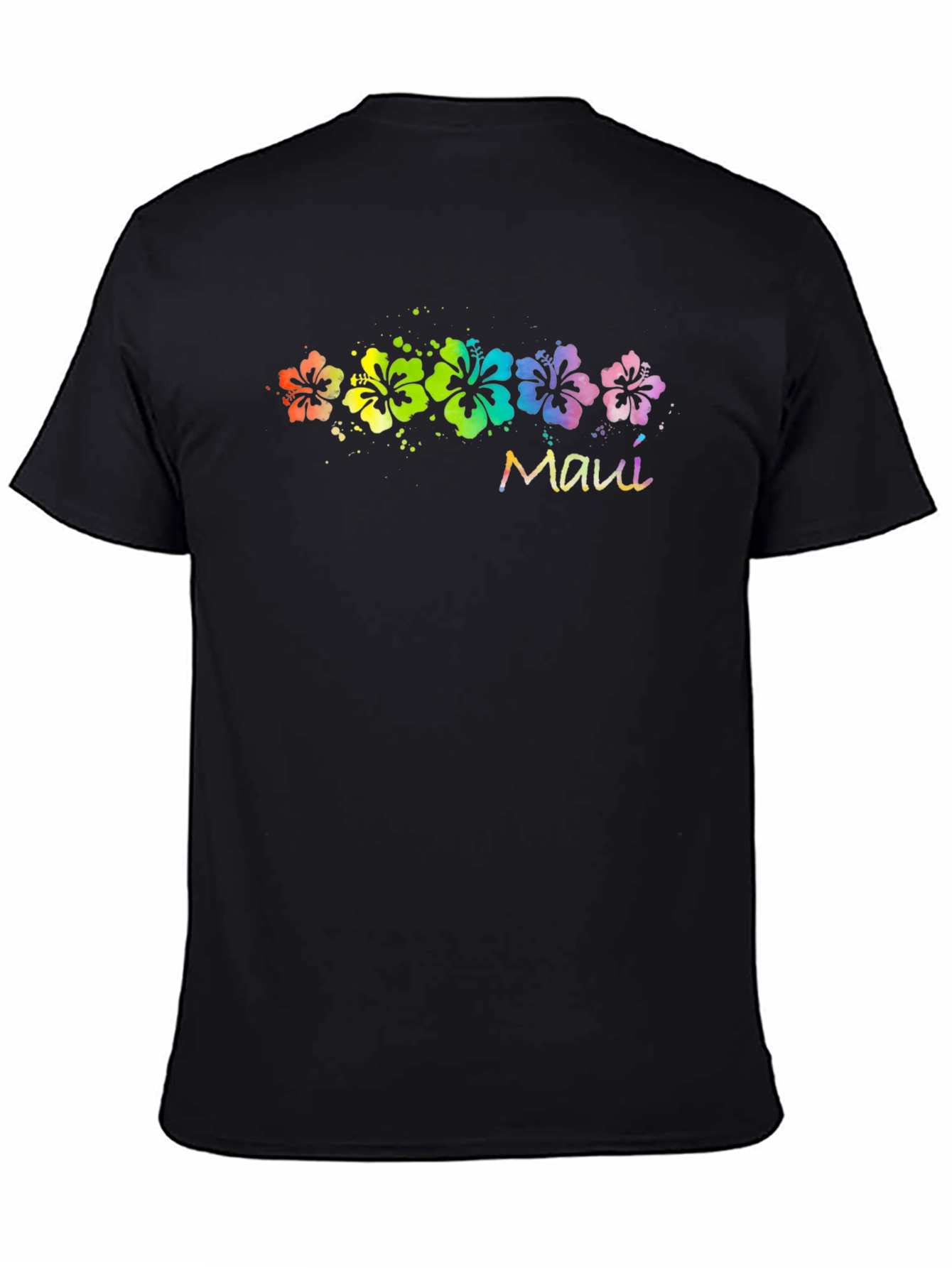 Maui Rainbow Flower T-Shirt - Black