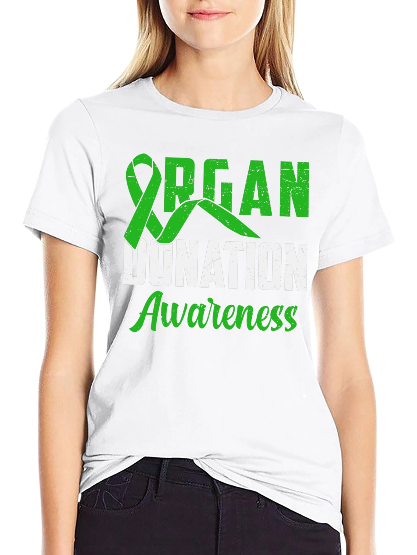Organ Donation Awareness T-Shirt - Green Ribbon