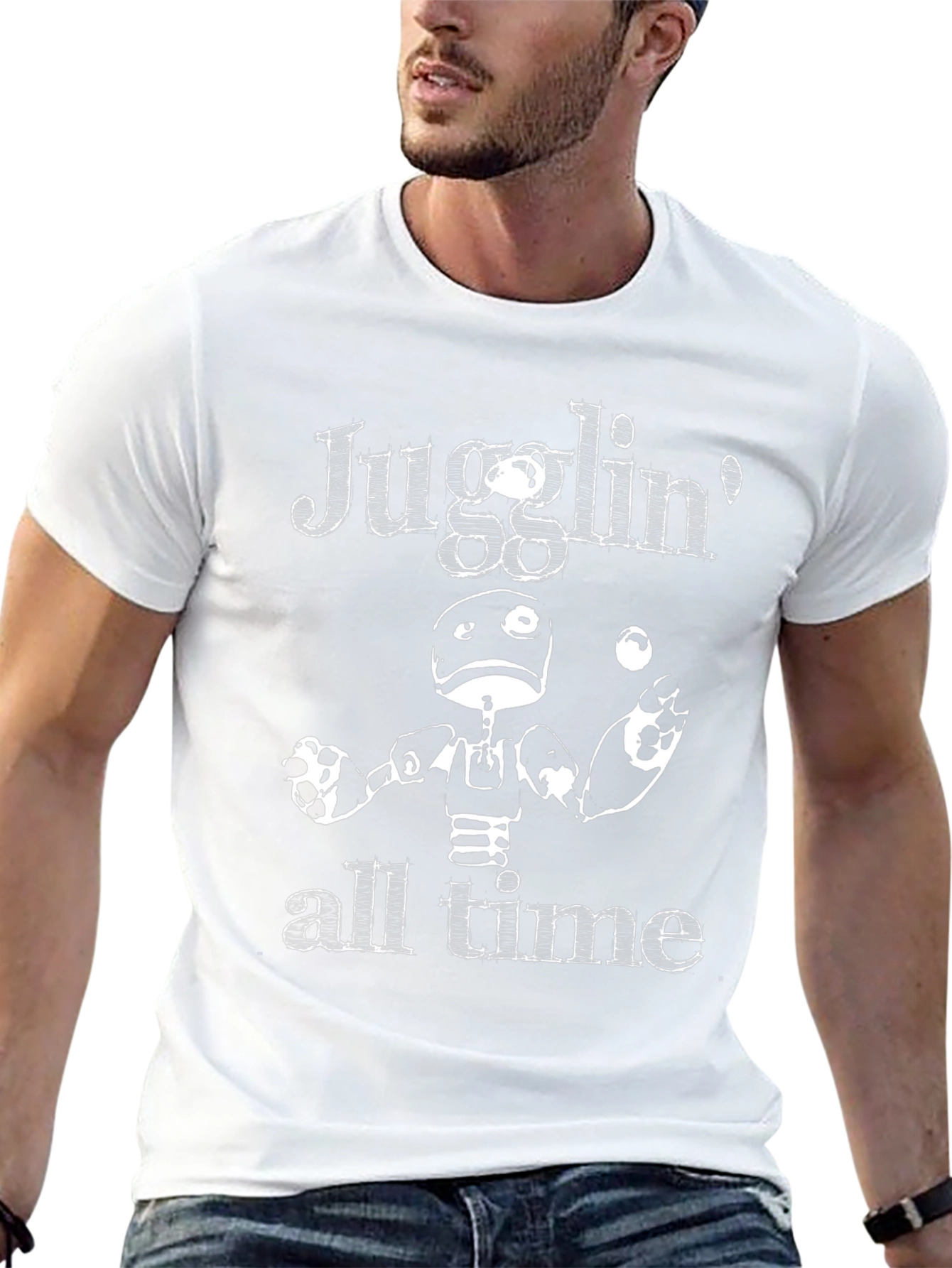 Juggling Robot Graphic Black Tee Shirt