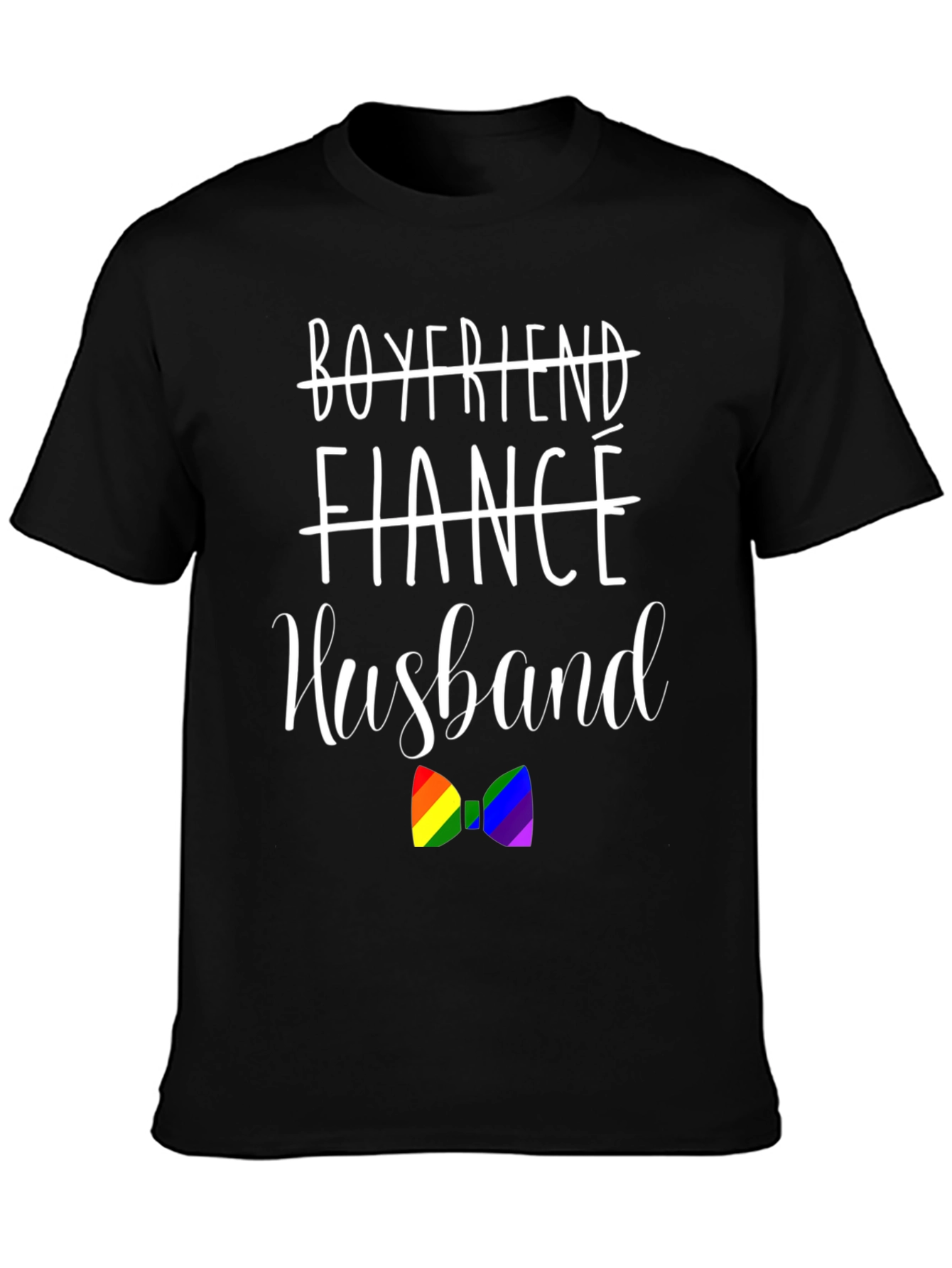 Husband LGBTQ+ Pride Rainbow Bow Tie Graphic T-Shirt