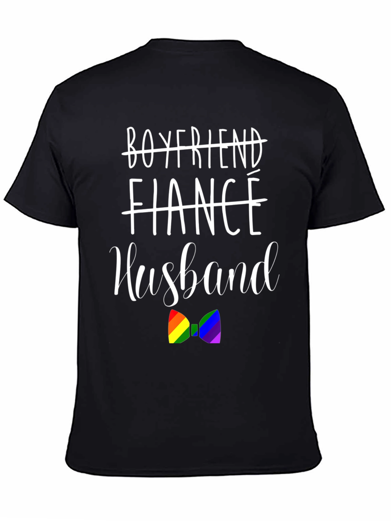Husband LGBTQ+ Pride Rainbow Bow Tie Graphic T-Shirt