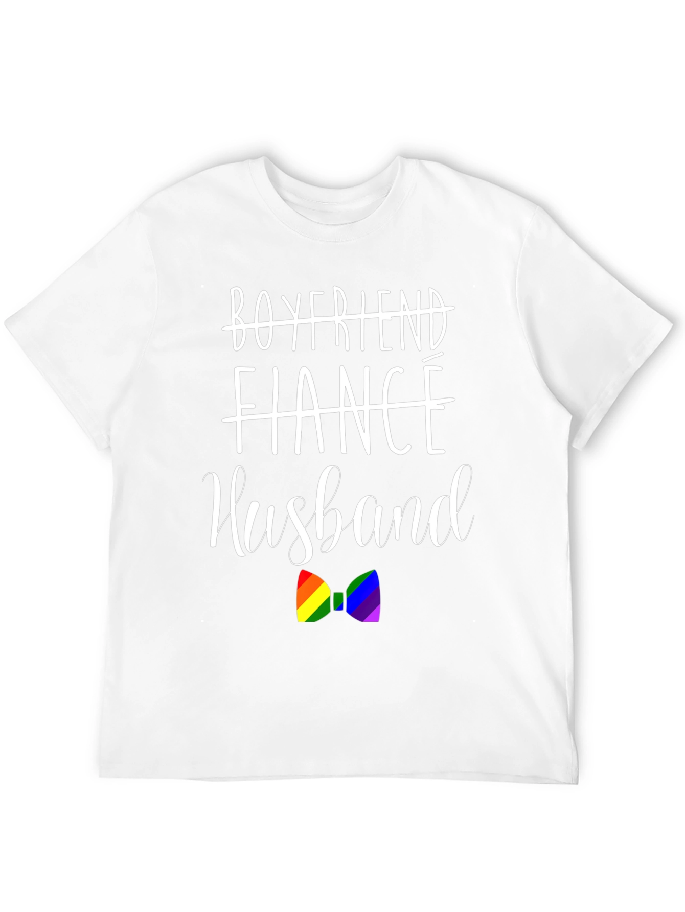 Husband LGBTQ+ Pride Rainbow Bow Tie Graphic T-Shirt
