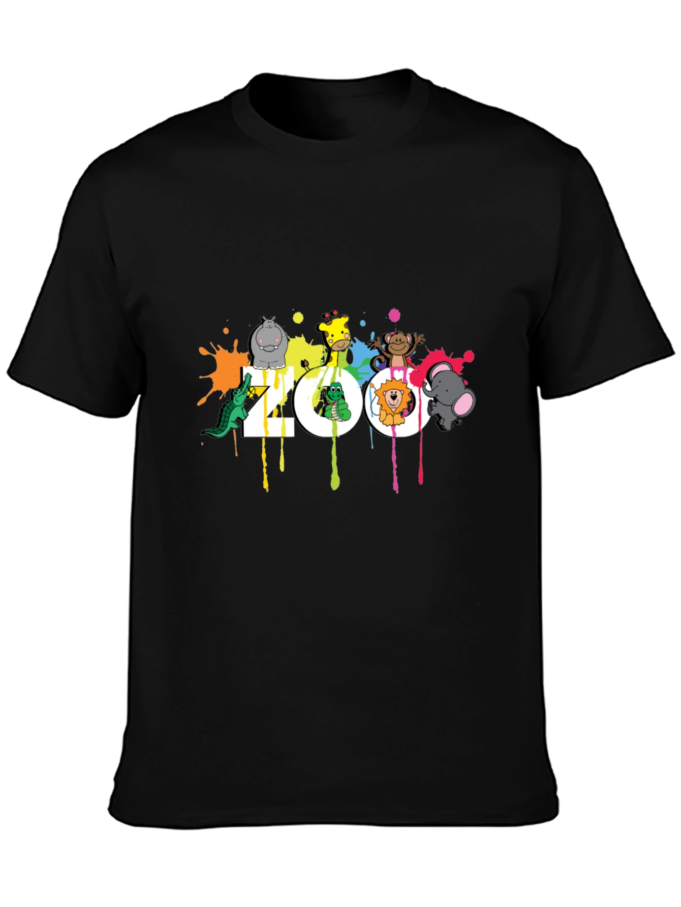 Zoo Animal Graphic Black T-Shirt
