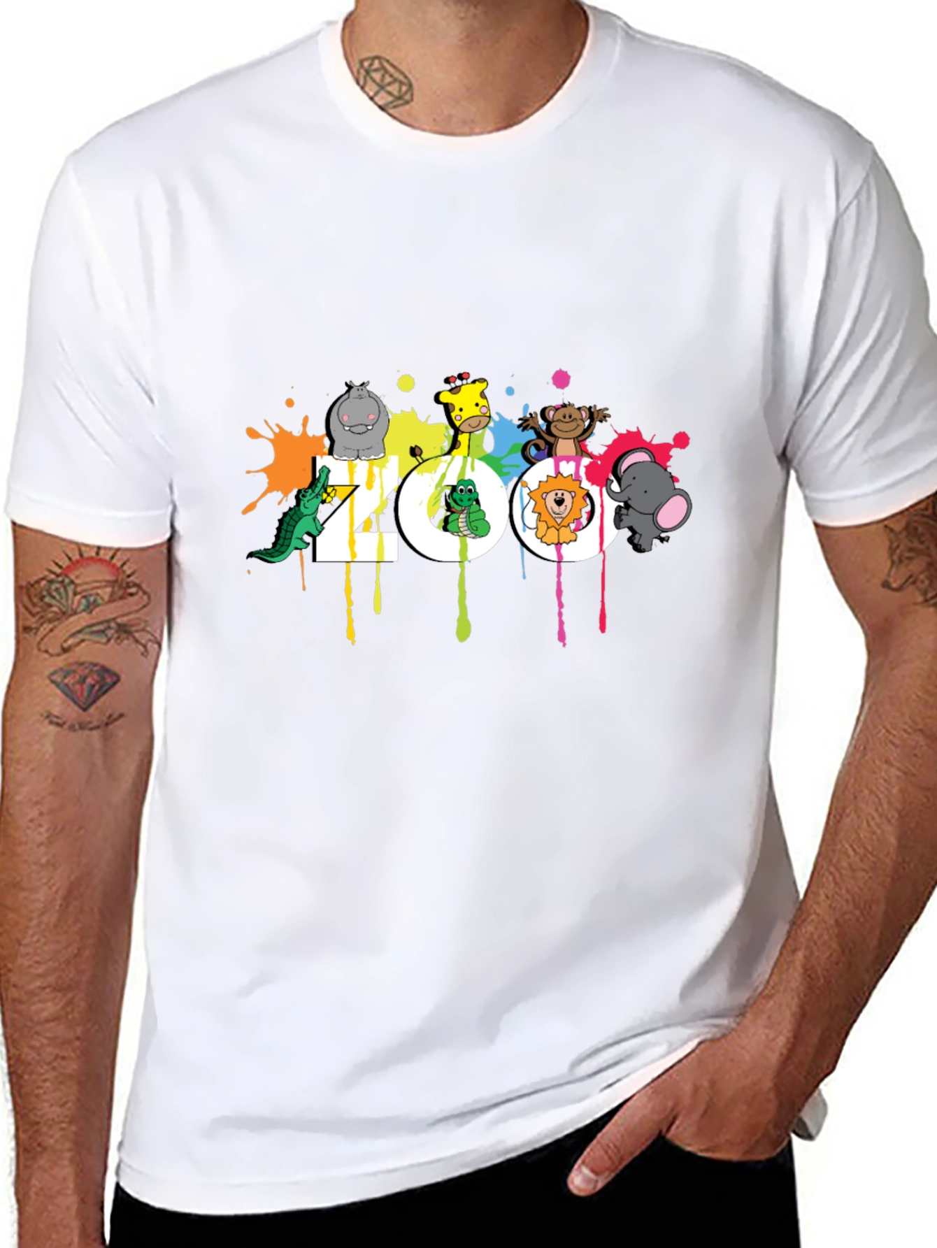 Zoo Animal Graphic Black T-Shirt