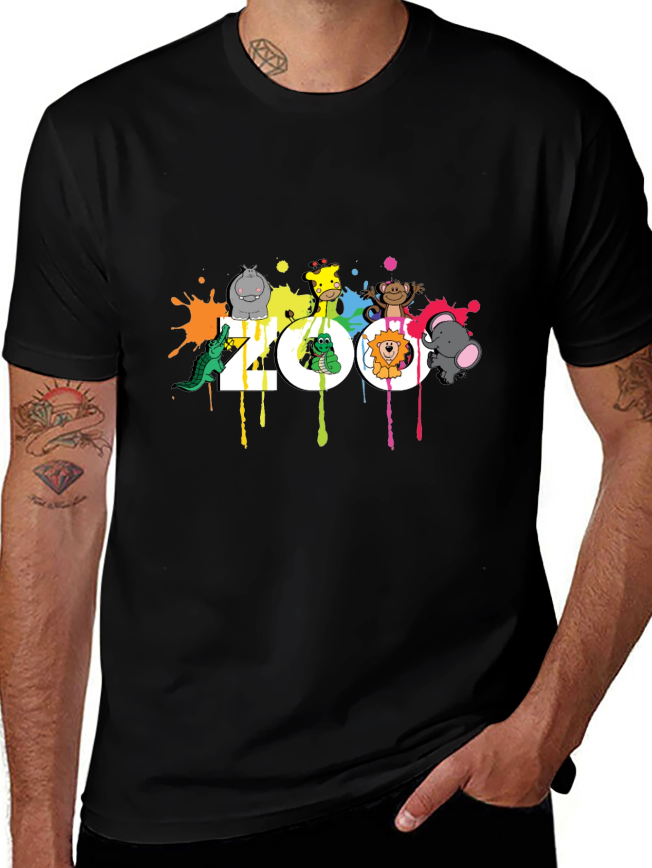 Zoo Animal Graphic Black T-Shirt