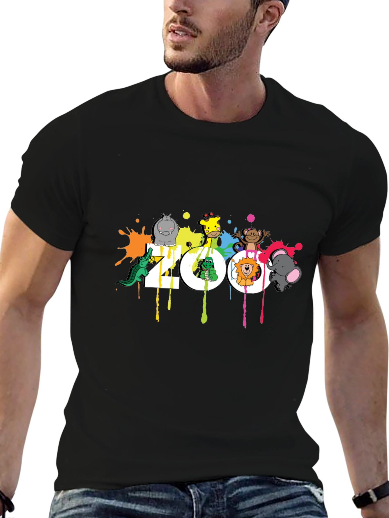 Zoo Animal Graphic Black T-Shirt