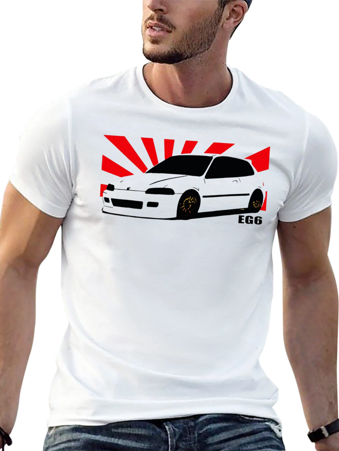 JDM Rising Sun Car T-Shirt - EG6 Civic Style