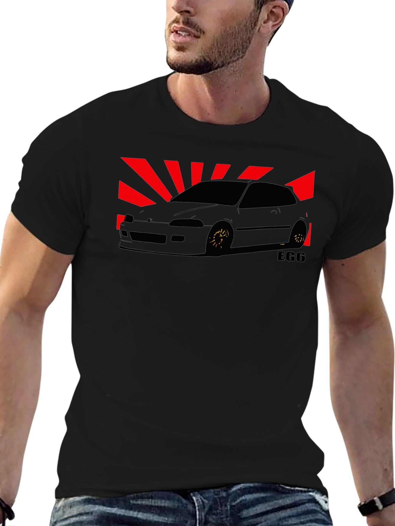 JDM Rising Sun Car T-Shirt - EG6 Civic Style