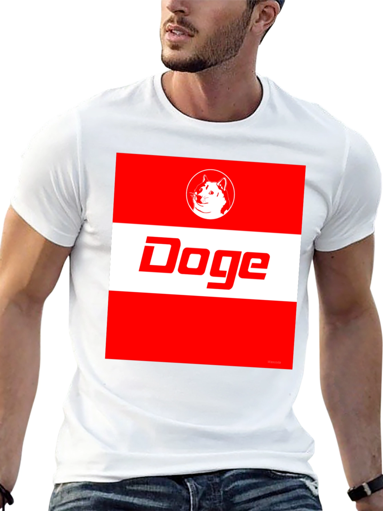 Doge Meme T-Shirt: Red & White Graphic Tee
