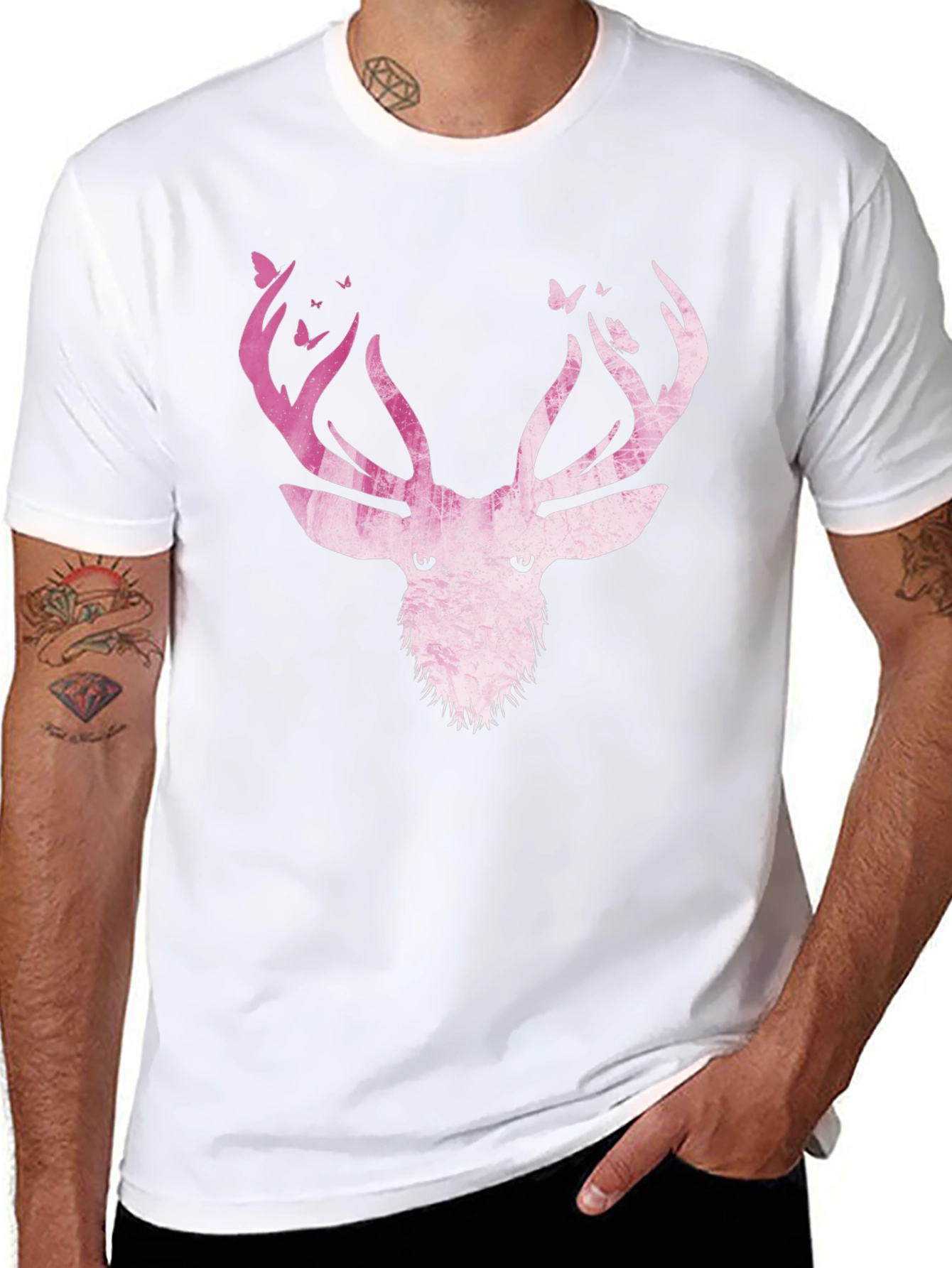 Deer Antler Butterfly Graphic T-Shirt