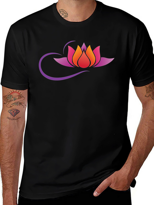 Lotus Flower Graphic T-Shirt - Black