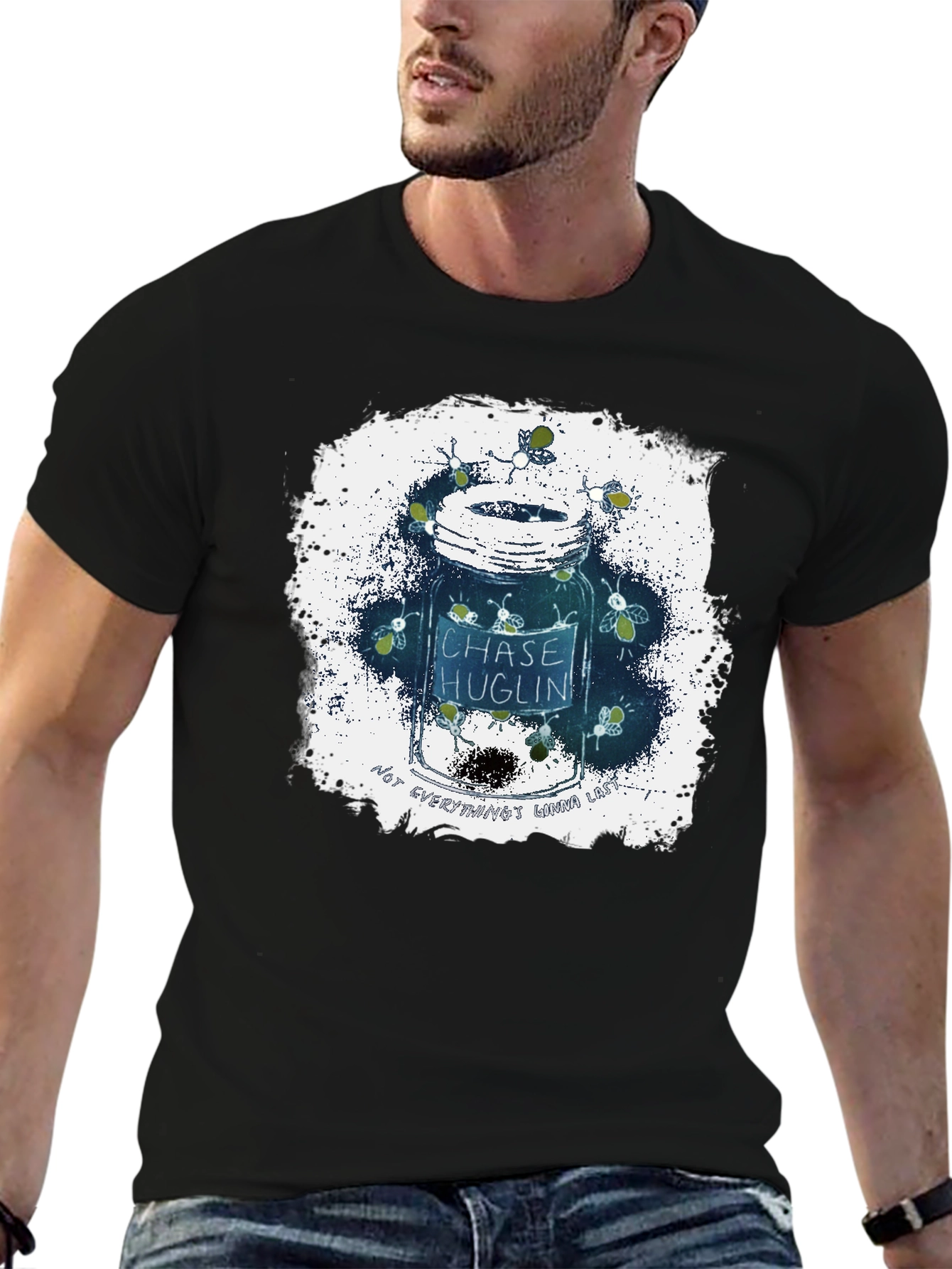 Fireflies in Jar Graphic T-Shirt - Black