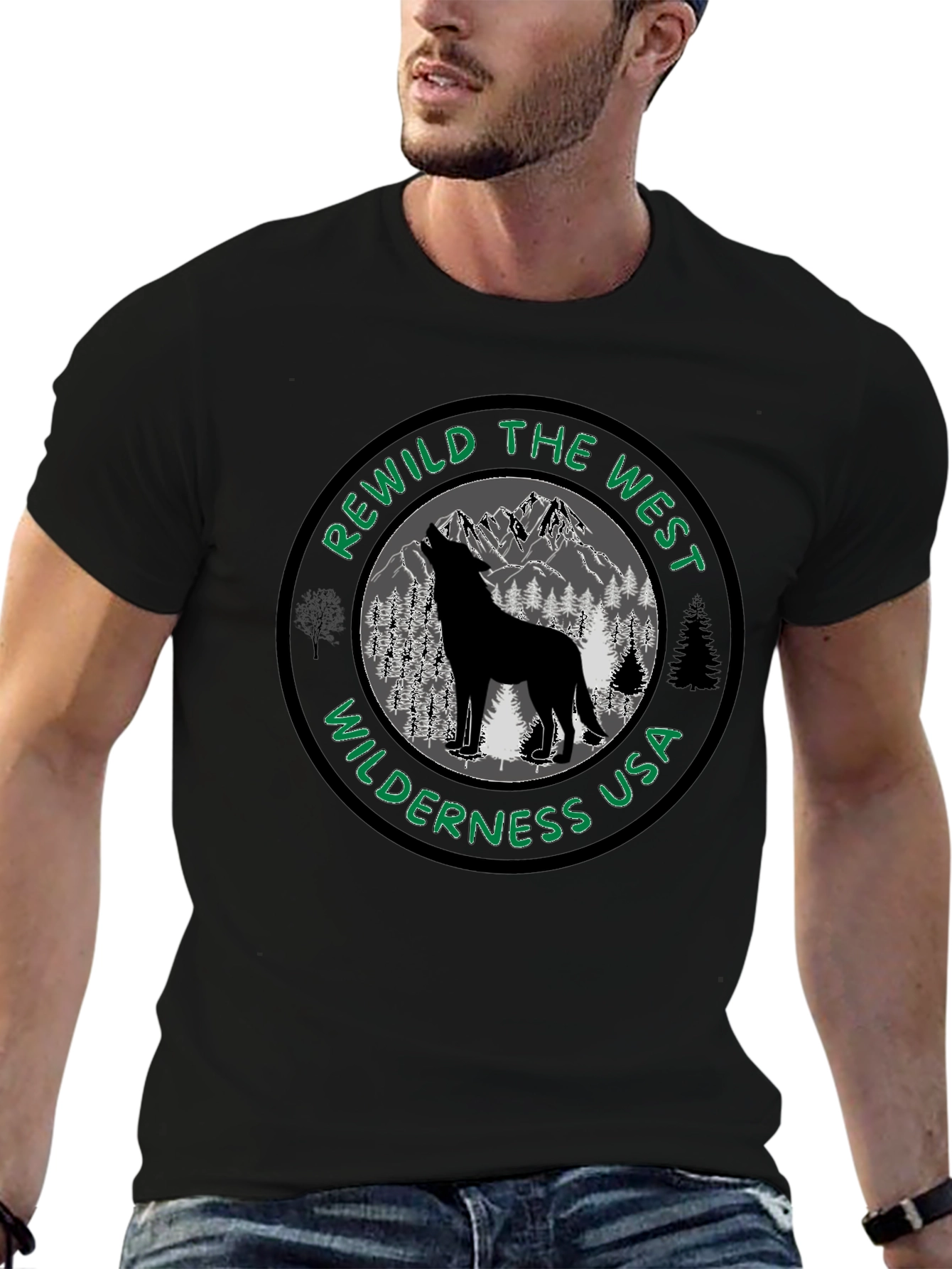 Rewild the West Wilderness USA Black T-Shirt