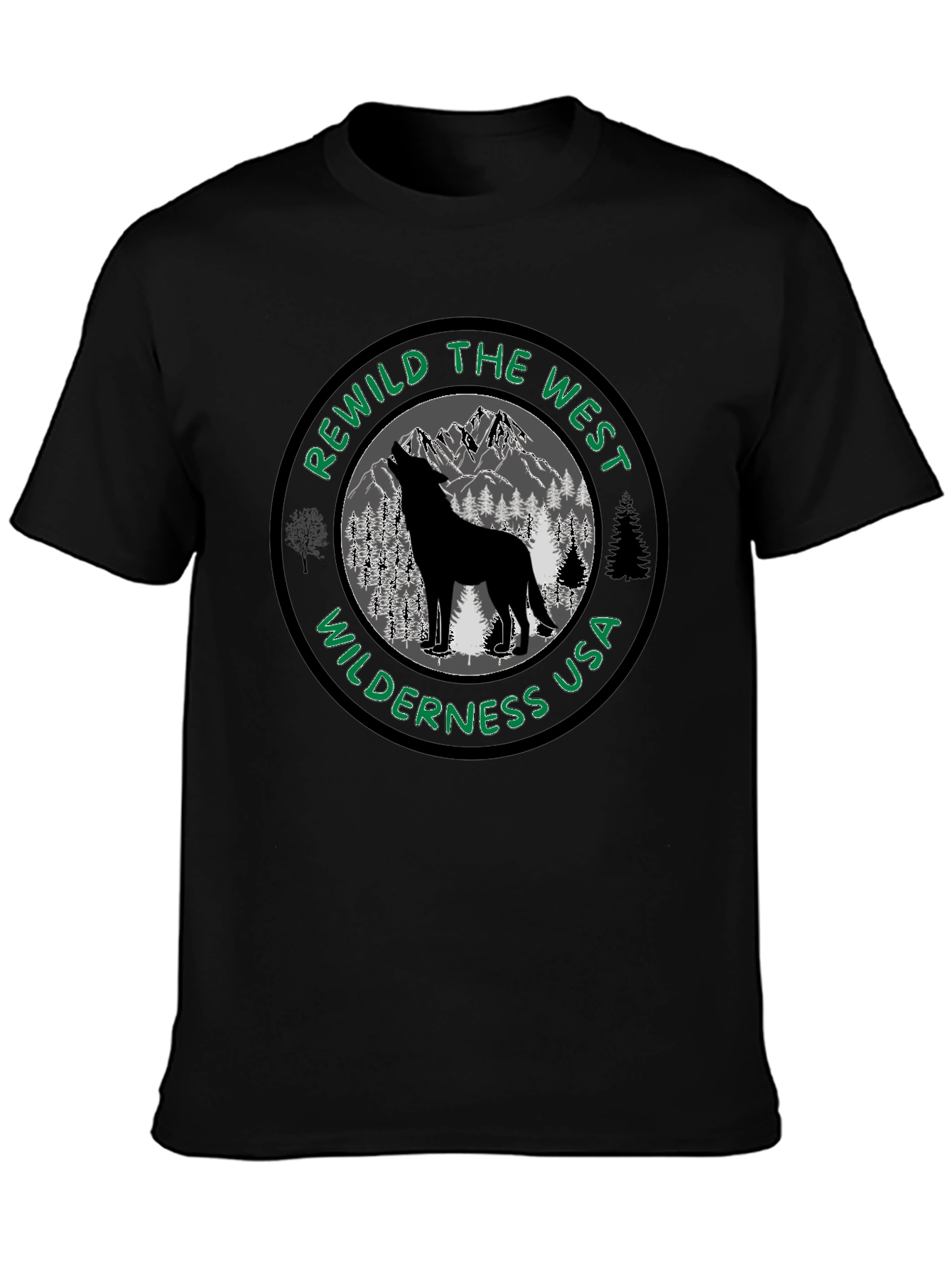Rewild the West Wilderness USA Black T-Shirt