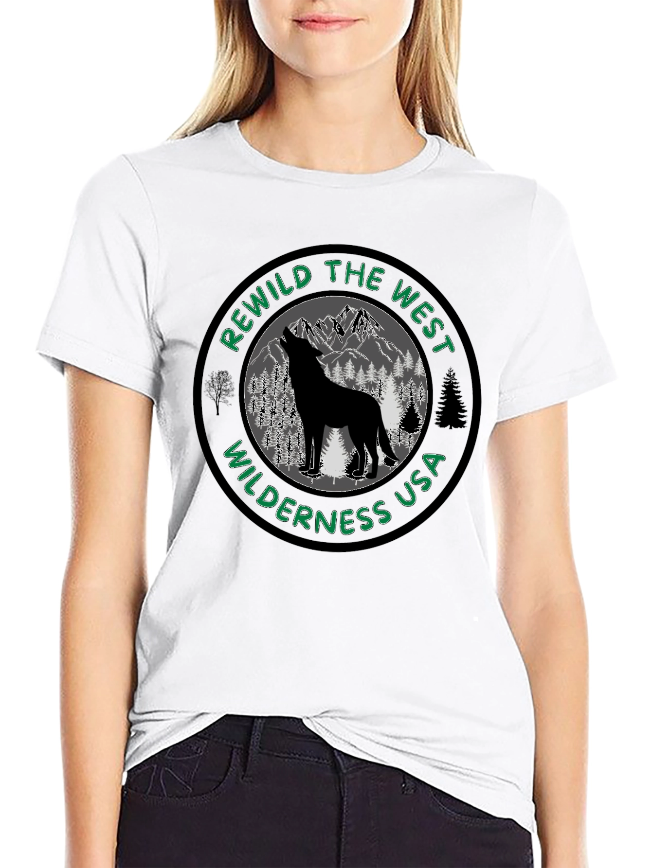 Rewild the West Wilderness USA Black T-Shirt
